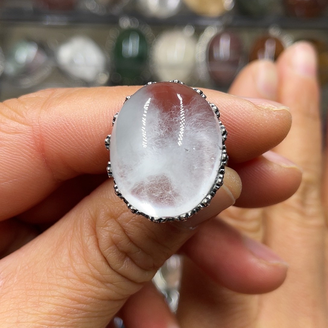 【闪购商品】水晶珠宝半成品银S925镶嵌戒指