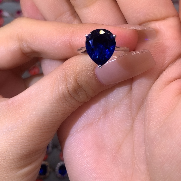 蓝宝石戒指银S925镶嵌
