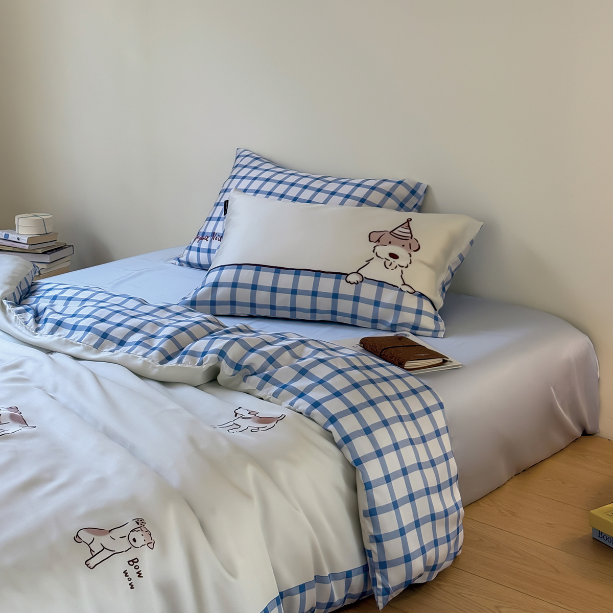 小狗煎妮 60支LF级兰精天丝数码印花四件套舒适裸睡凉感床品套件