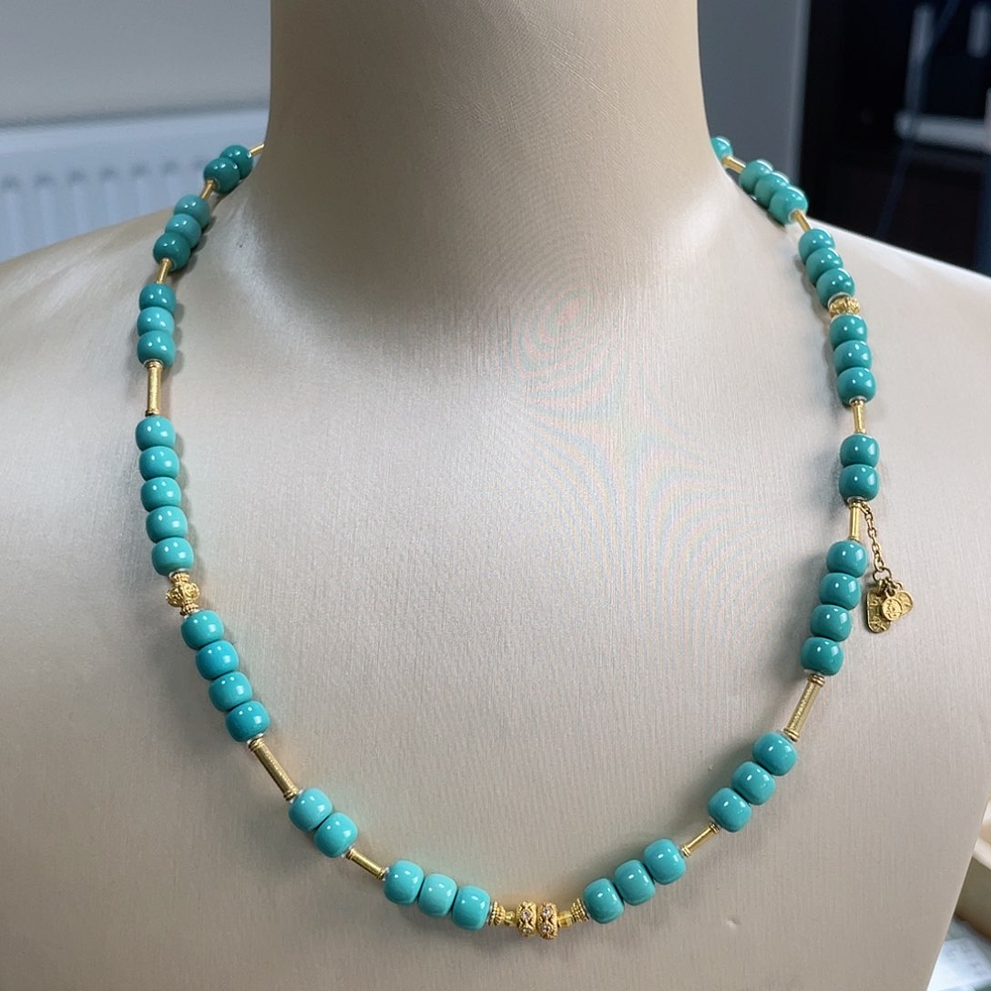 绿松石珠宝奇石18K金镶嵌