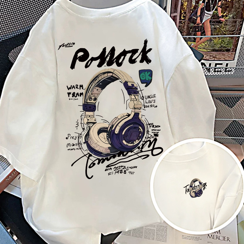 2025纯棉男女同款纯棉T恤短袖t恤男女夏季ins潮宽松印花