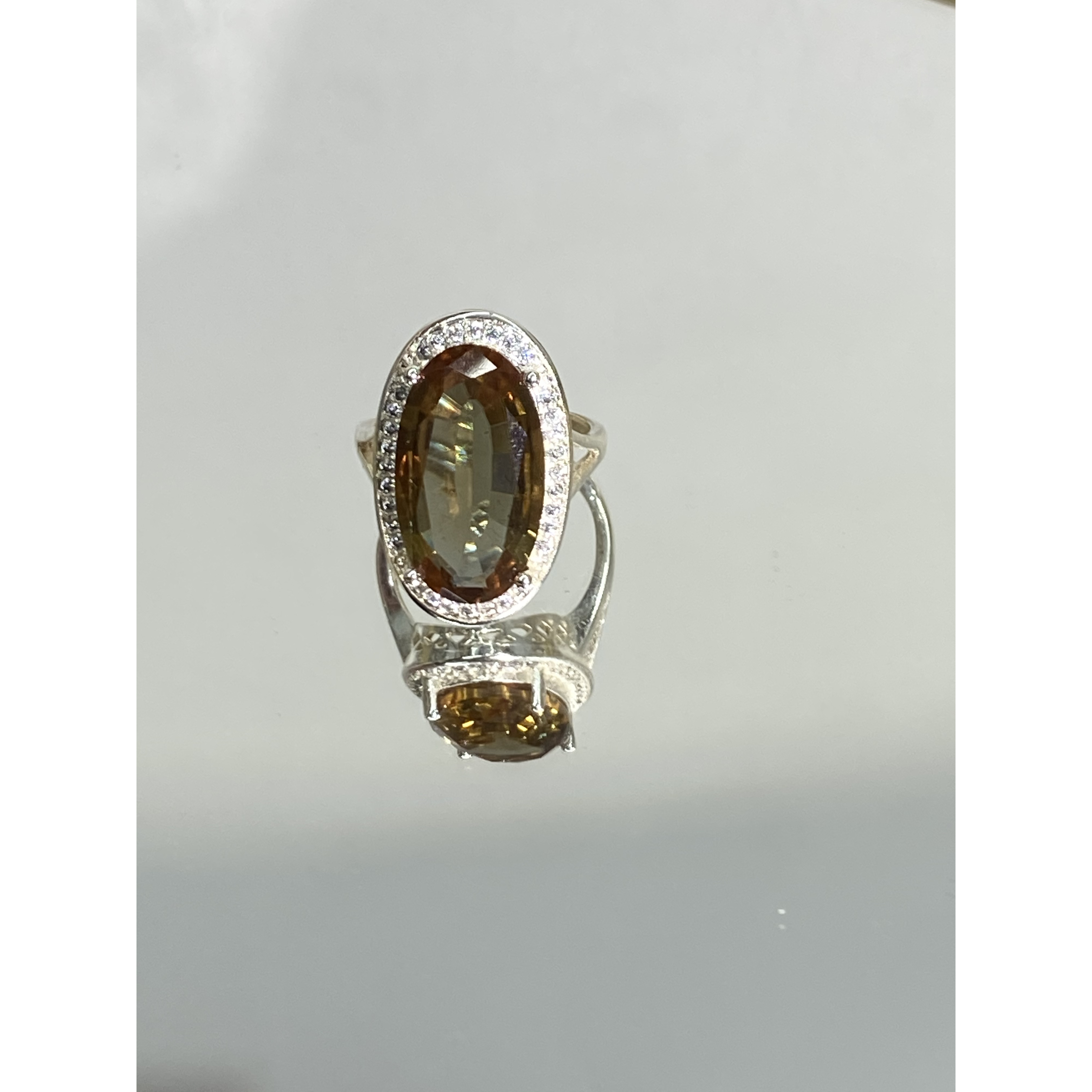 铜合金合成锆石戒指 TTSD 黄色苏丹石时尚潮流百搭款戒指 1137