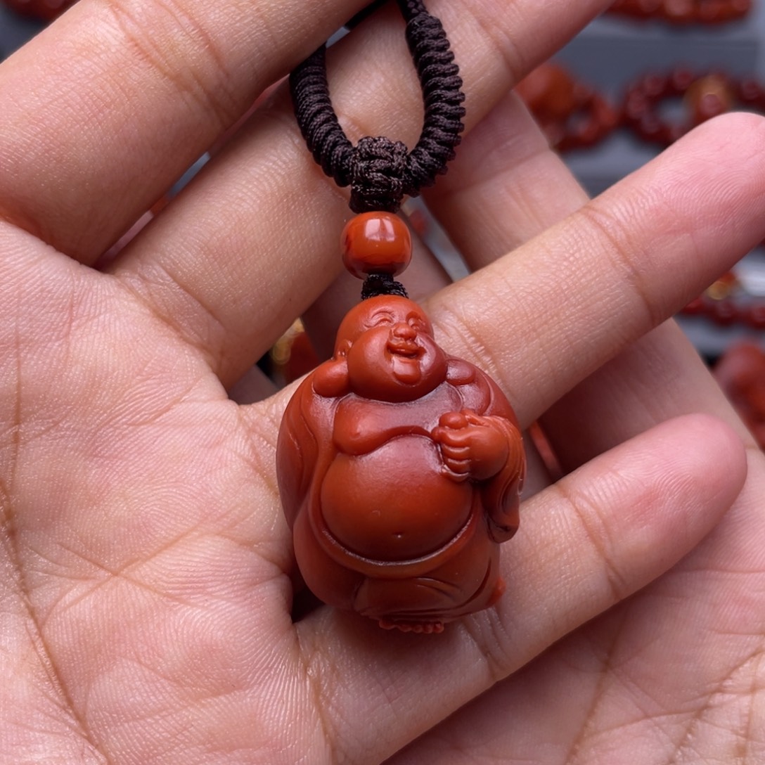 南红玛瑙未镶嵌珠宝奇石笑佛吊坠