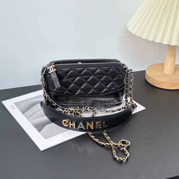 95新 Chanel/香奈儿 黑金 mini 流浪斜挎包 3q