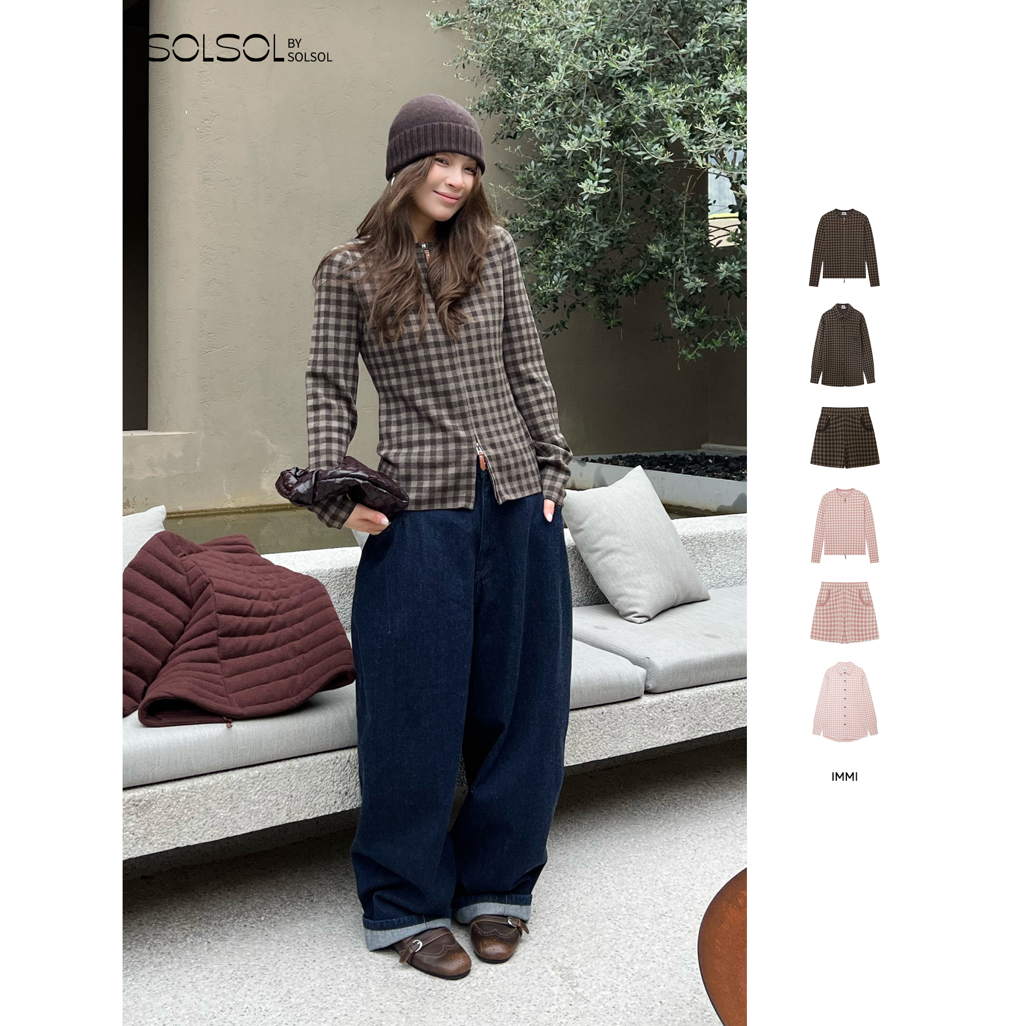IMMI 25秋冬百搭格纹羊毛衬衫式外套/短裤/开衫外套SOLSOL买手店