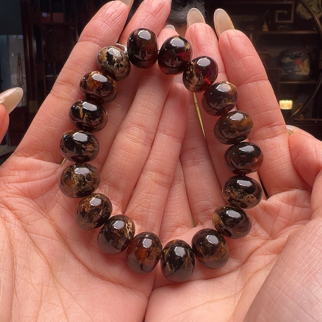 琥珀裸石未镶嵌月****圆抚顺琥珀10282。14mm