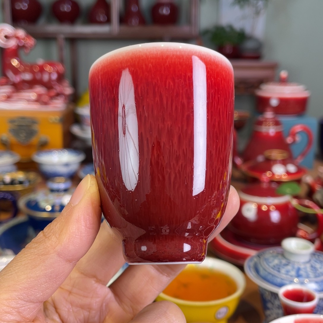 清欢雅玩原矿郎红闻香杯