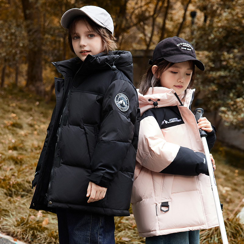 巴拉巴拉儿童羽绒服男女童新款中长款加厚户外拼色三防亲子防寒