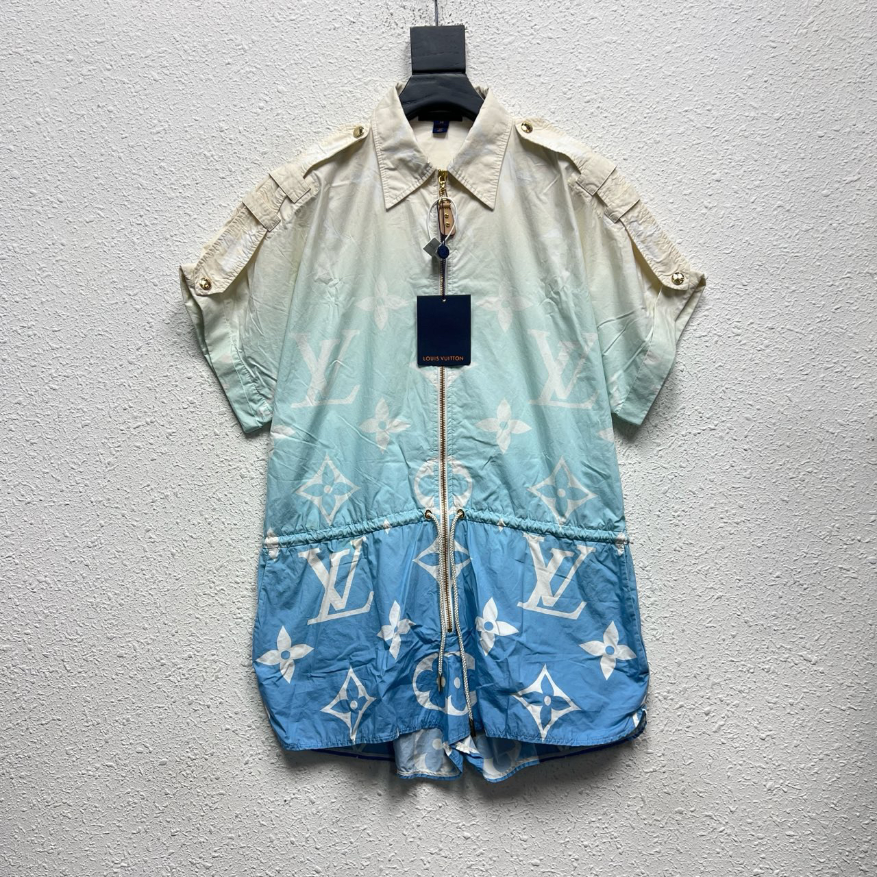 99新 LouisVuitton/路易威登 印花短袖拉链衬衫连体服 34 YH16290