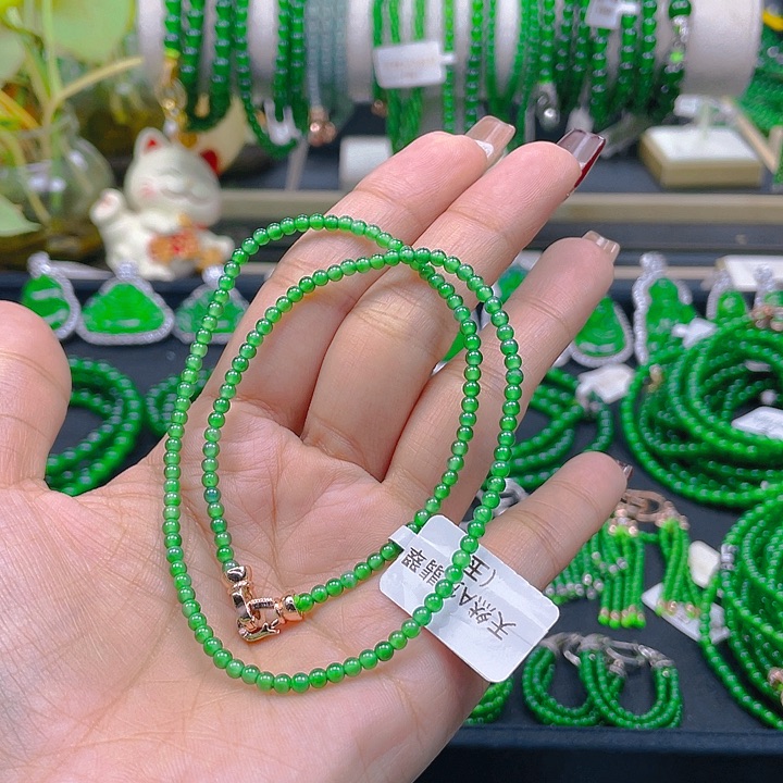 翡翠颈饰未镶嵌圆珠锁骨链3