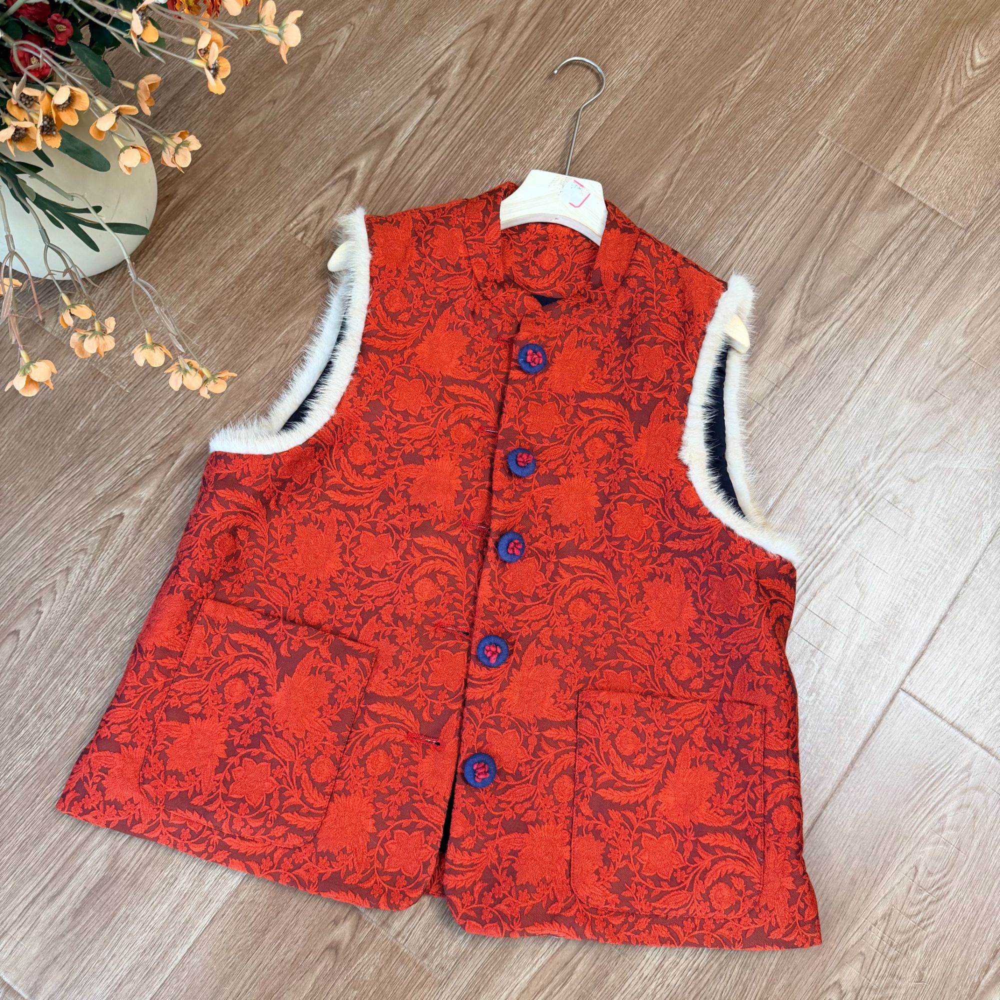 【大季原创】W135休闲时尚水貂毛棉马甲新中式复古显瘦古风文艺马甲