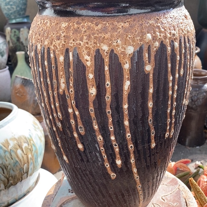 紫砂花盆高约30口约20