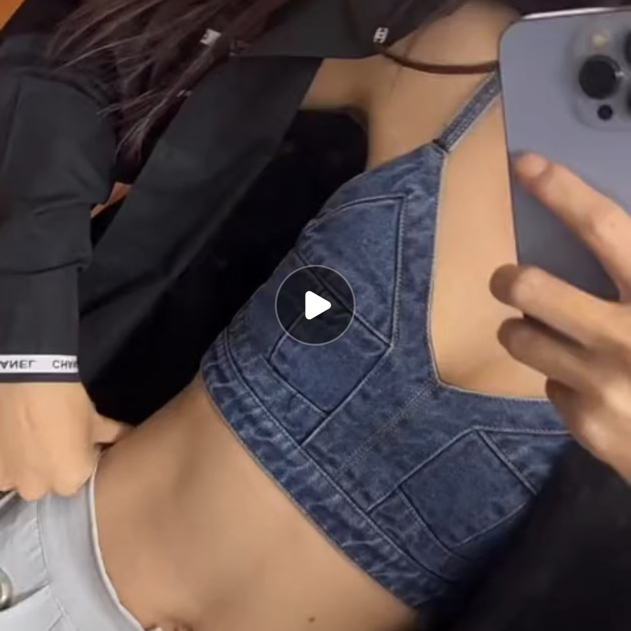夏季辣妹短款绑带修身外穿牛仔吊带小背心