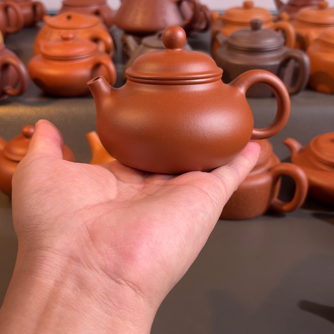 茶壶紫砂半手工容天朱泥壶