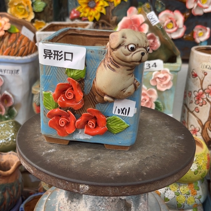 紫砂花盆粗陶材质多肉花盆