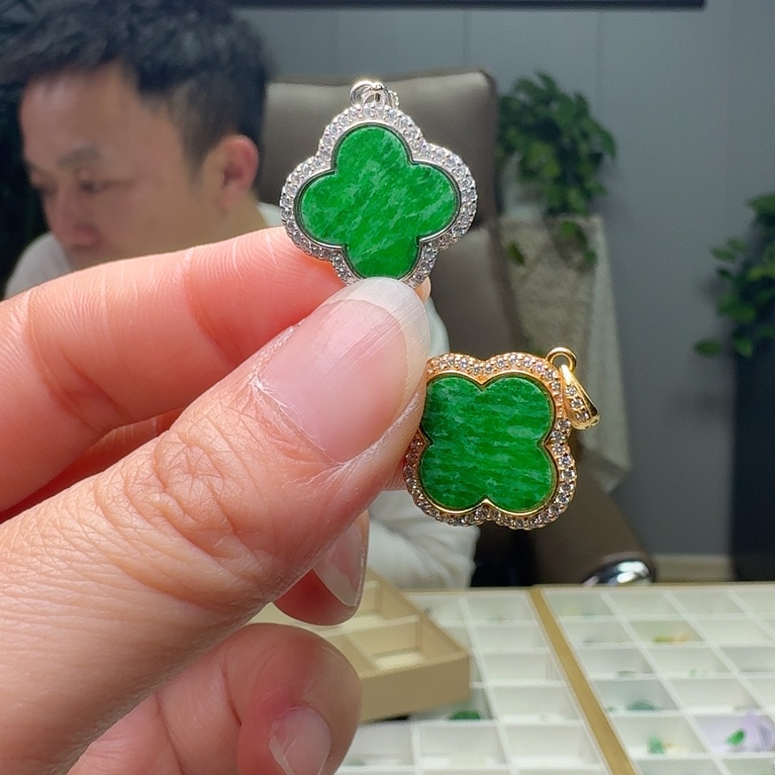 翡翠银S925镶嵌吊坠(不含链)多样性发货其一