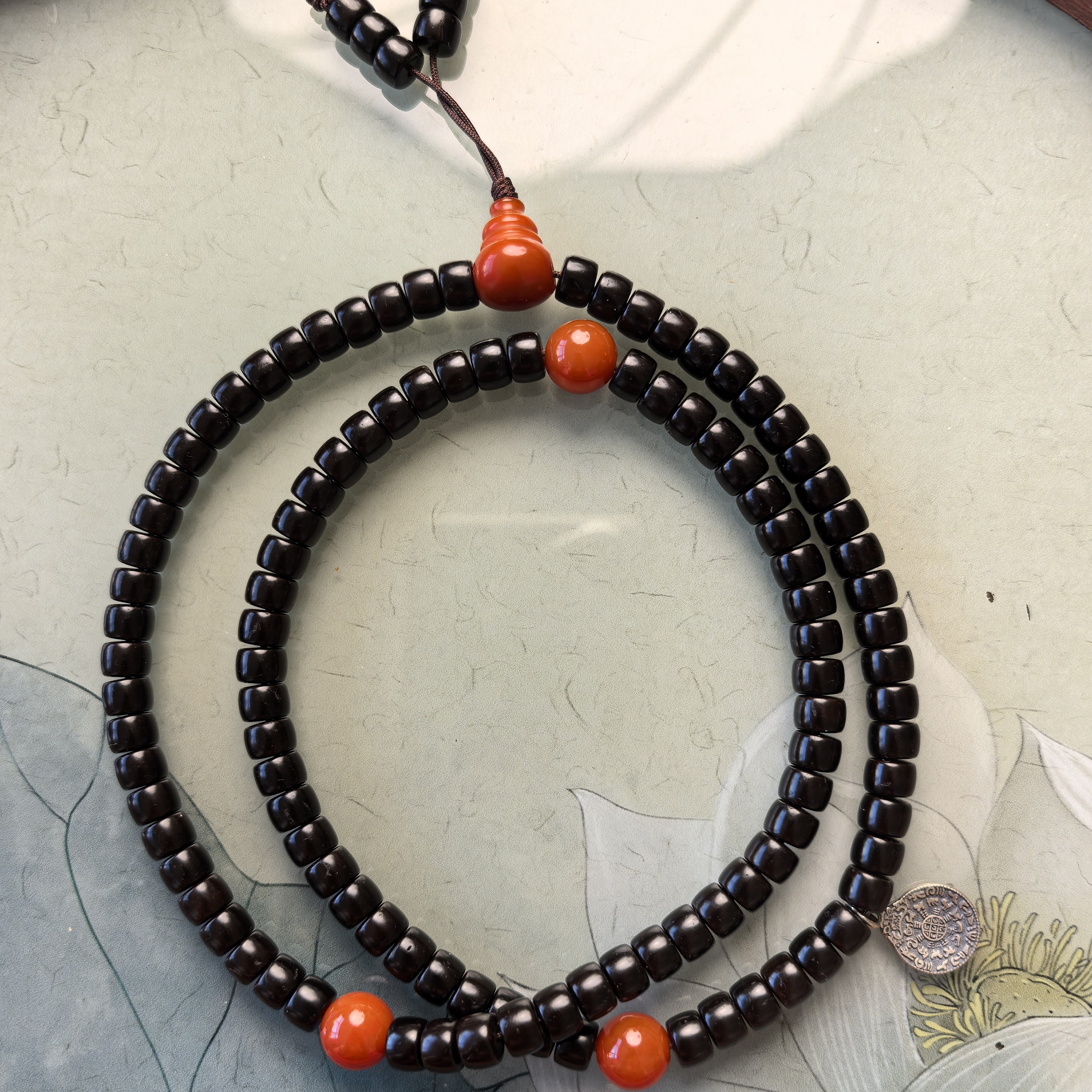 天然原生态毕业级印尼黑金椰蒂精品佛珠念珠手持手串108颗