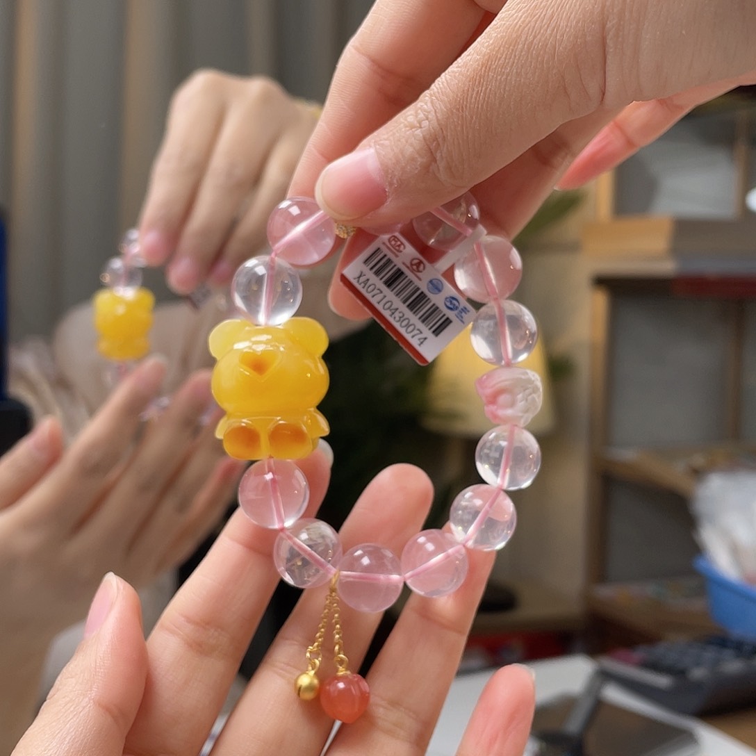 琥珀裸石未镶嵌蜜蜡手串