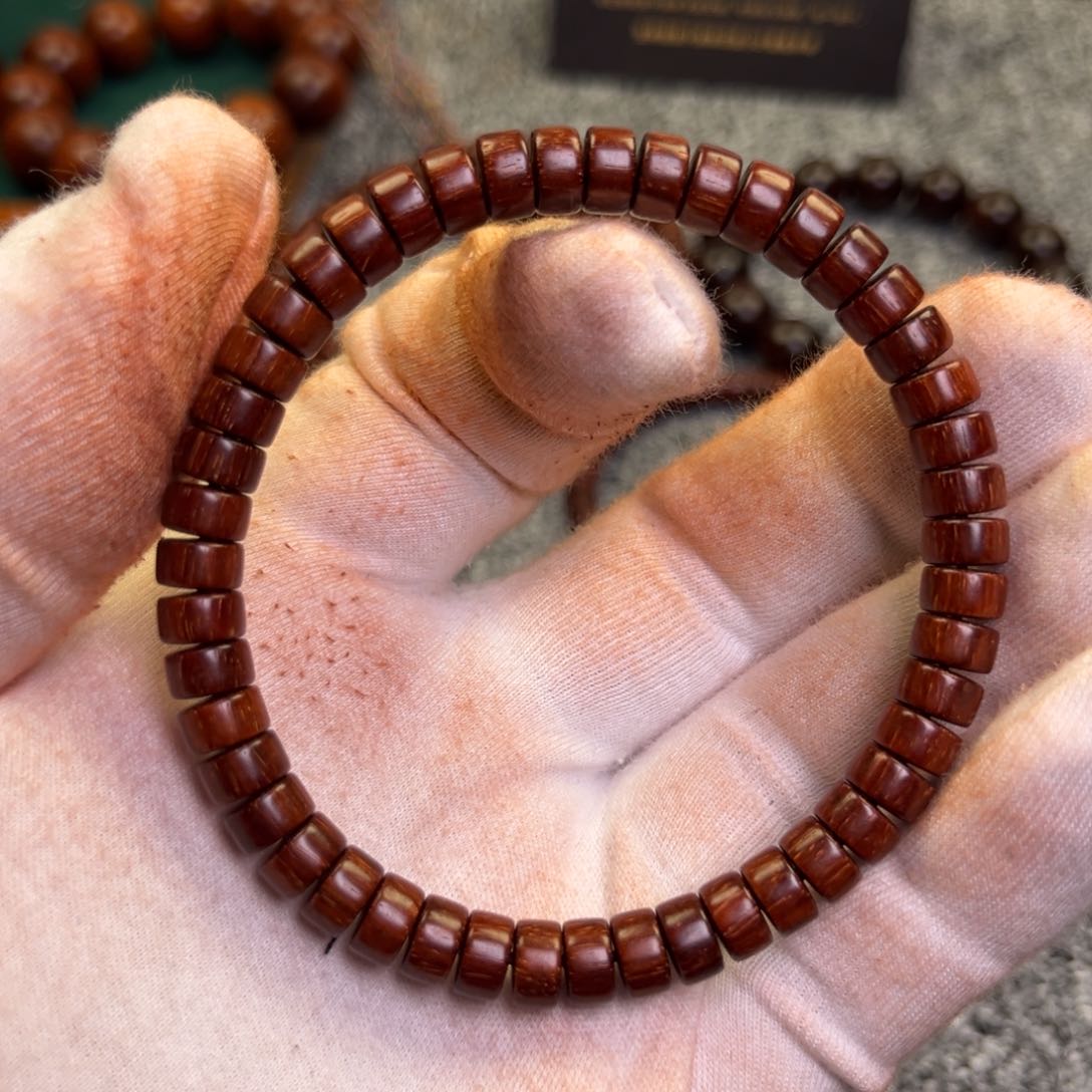 小叶紫檀手串/手链4*7药片珠 高油高密网格纹原汁原味