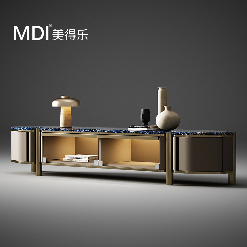 美得乐轻奢电视柜茶几组合现代简约高端设计师新款客厅电视柜