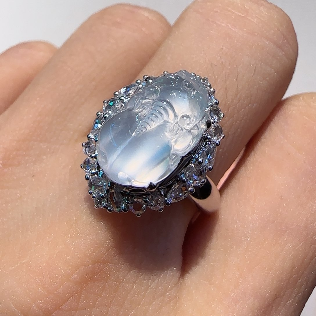 翡翠戒指18K金镶嵌貔貅