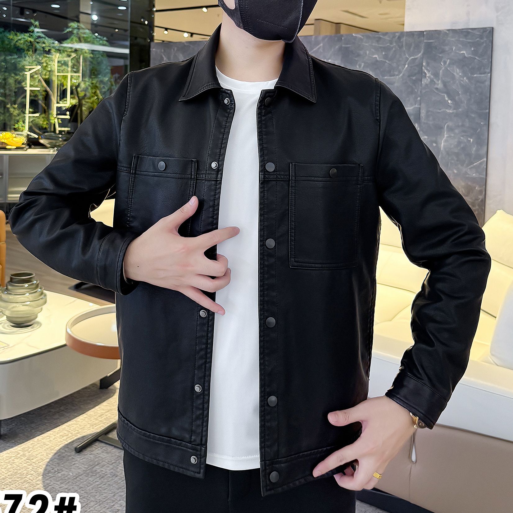 5568新款男士上新翻领皮夹克高品质外套帅气