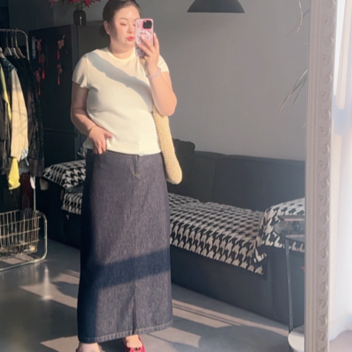 55110秋款牛仔长款半裙（半橡筋腰）