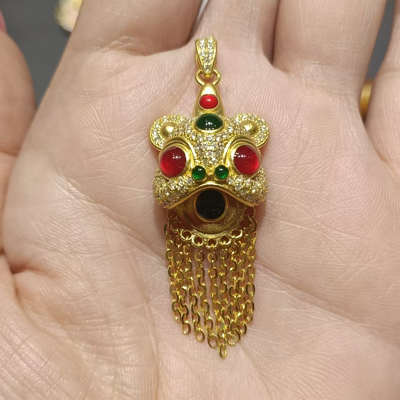 「MJ」足金999醒狮流苏 黄金吊坠百搭经典