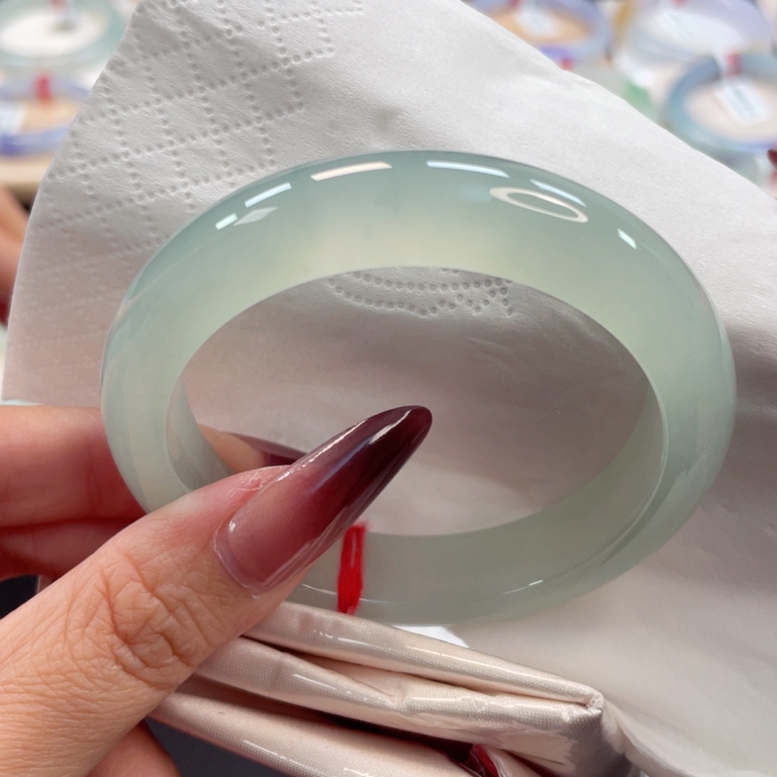 未镶嵌手镯翡翠36号55冰透起光清甜芙蓉绿