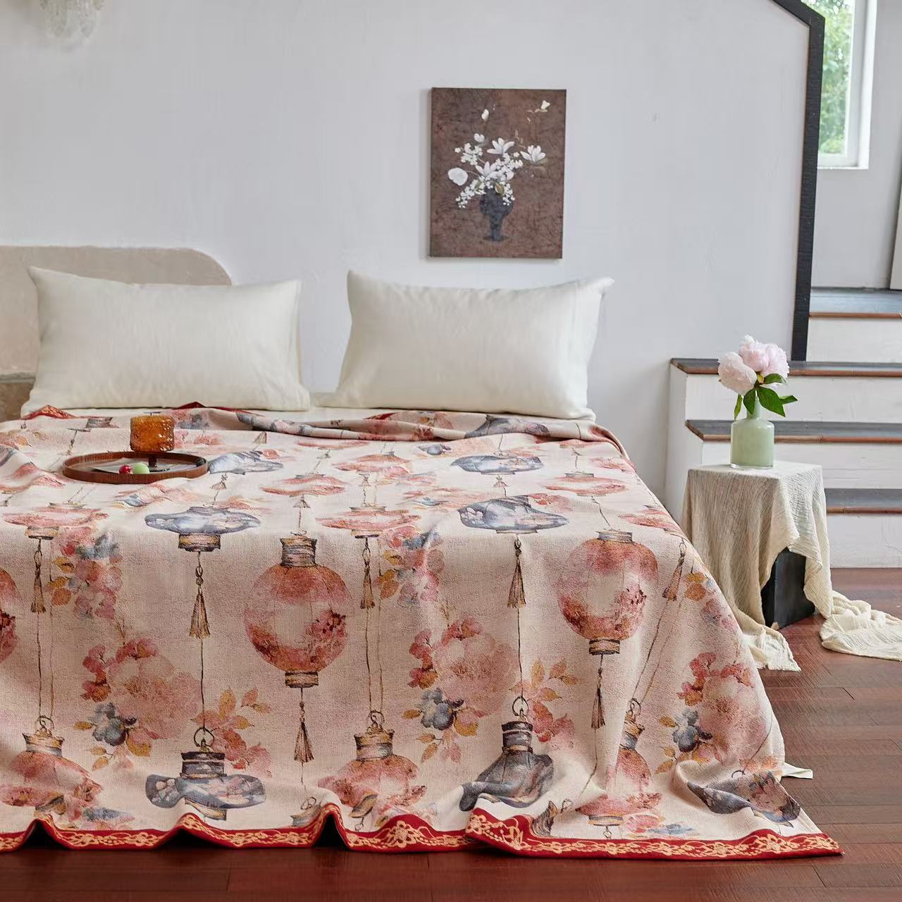 【张灯结彩】200*230cm多层纱布工艺麻床盖亲肤透气双面四季通用