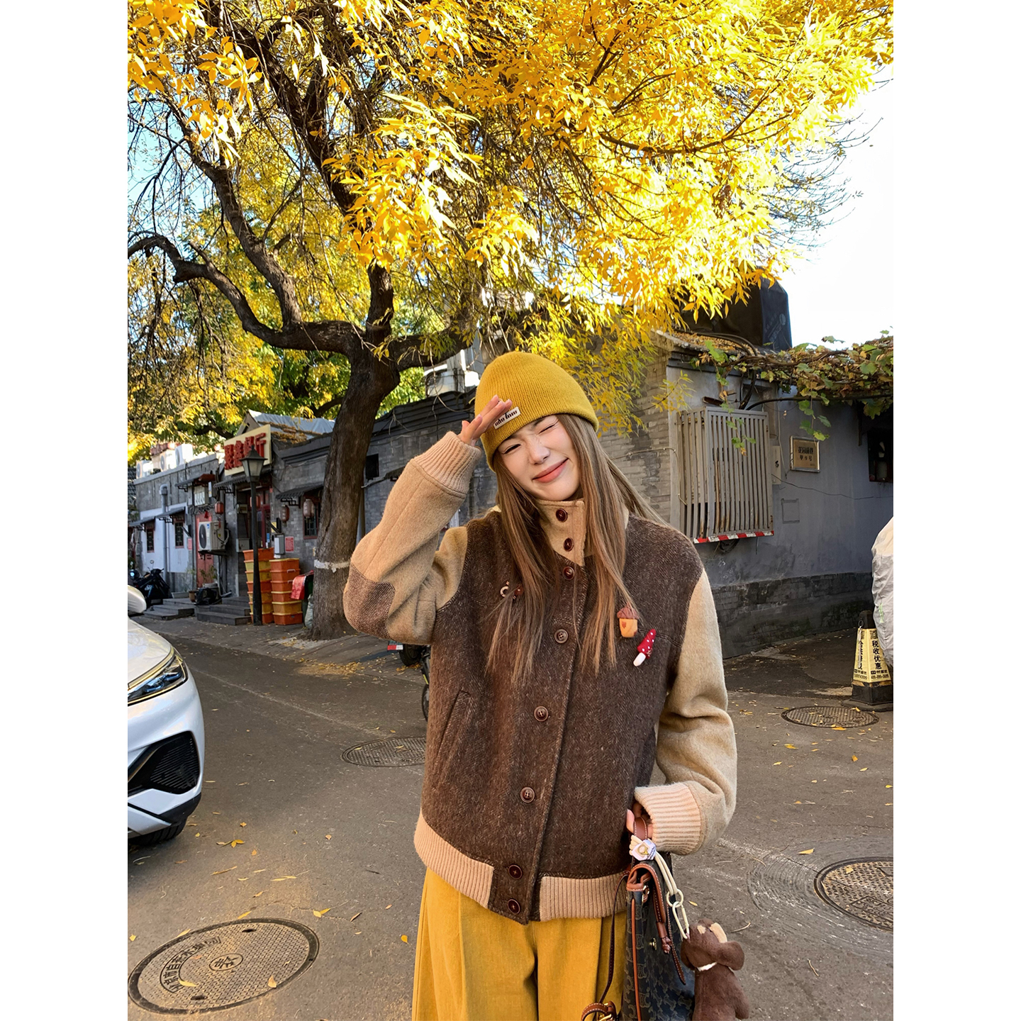 小君君布兰妮 绯闻女友/复古定制羊毛混纺棒球服外套250773