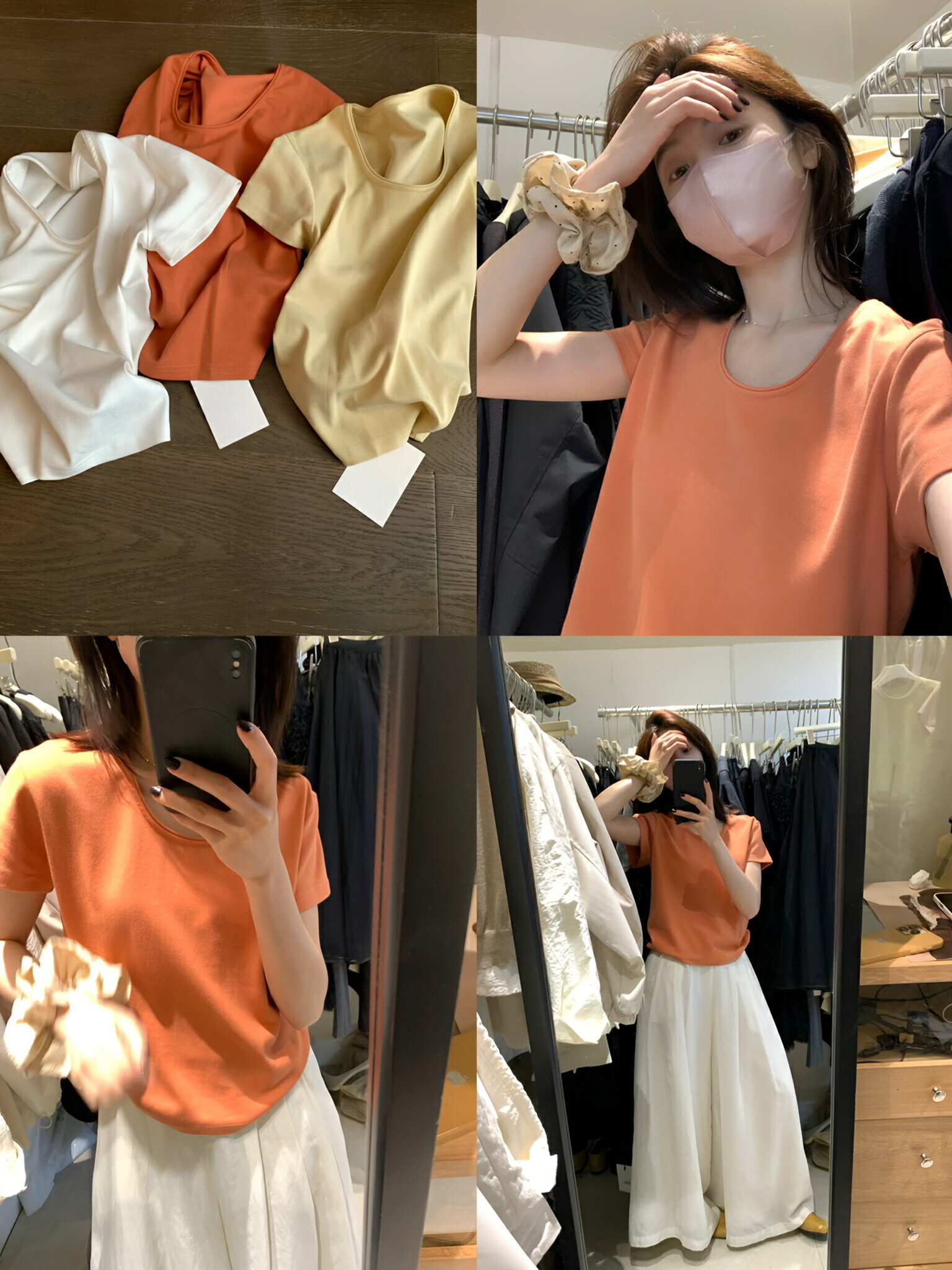 25夏新款宽松简约韩版爆款时尚基础百搭日常通勤U领纯色短袖T恤