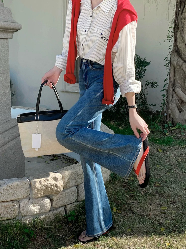 超模微喇裤，巨巨显腿长！必备的的女神裤，显瘦，早春减龄感小设计