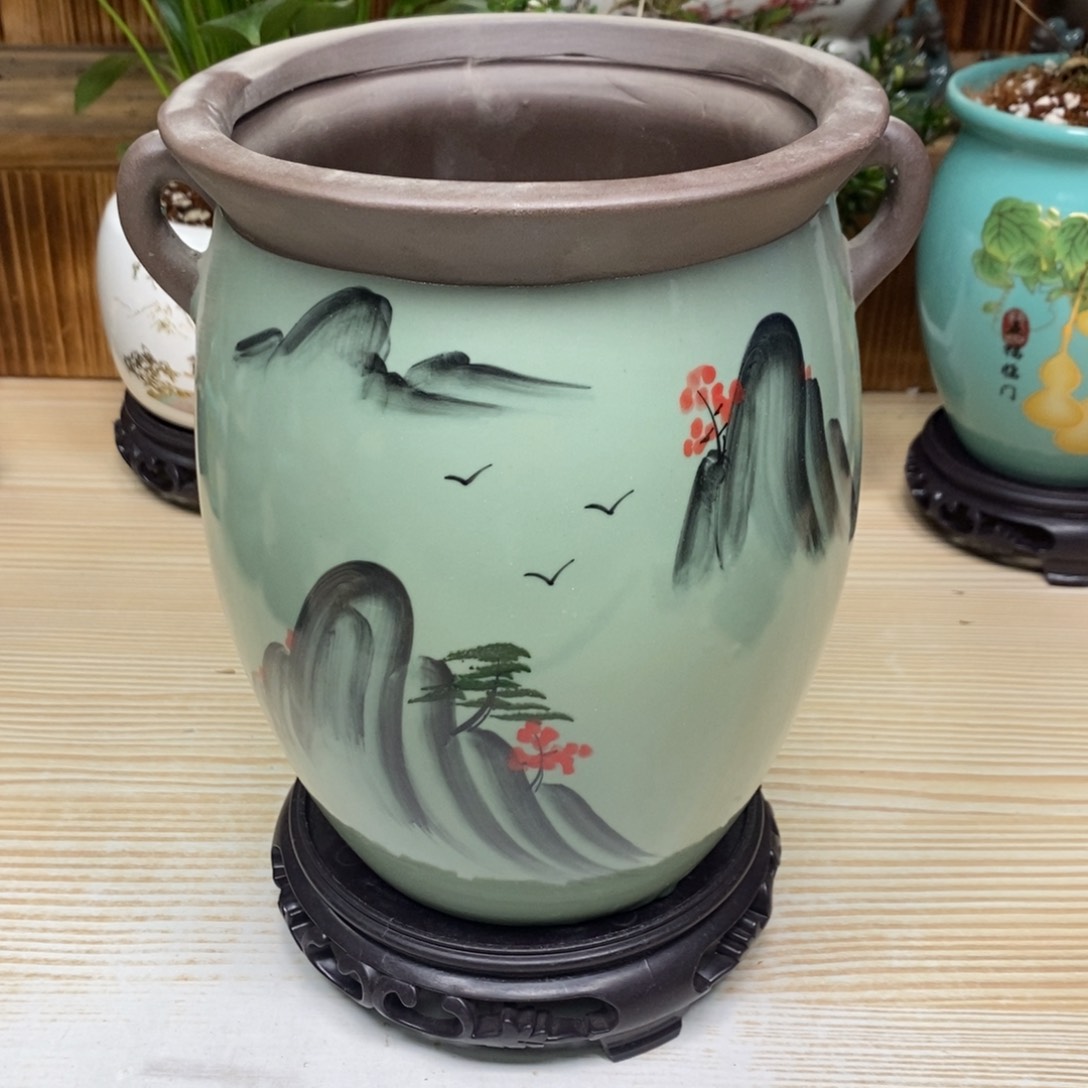 紫砂陶瓷花盆浮力