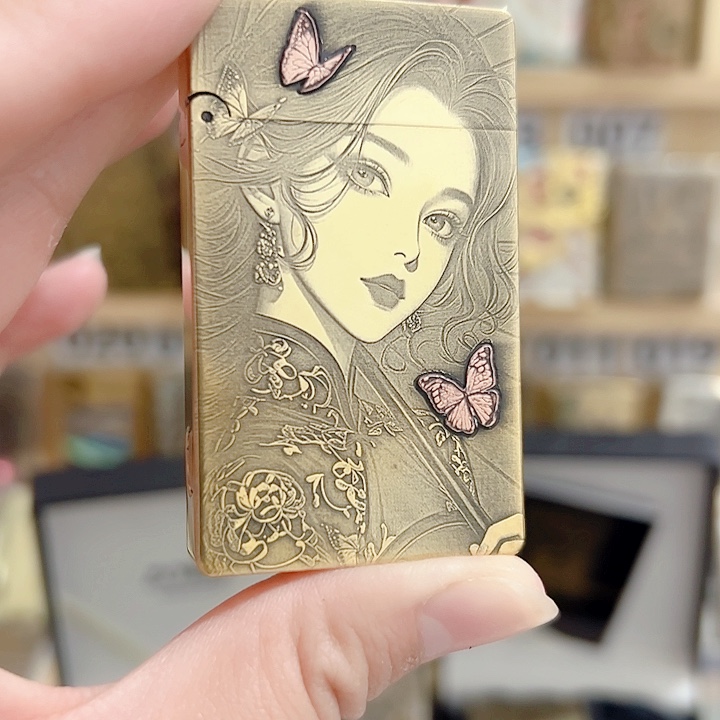 佐罗799黄铜镶嵌蝶仙子1朗声火机