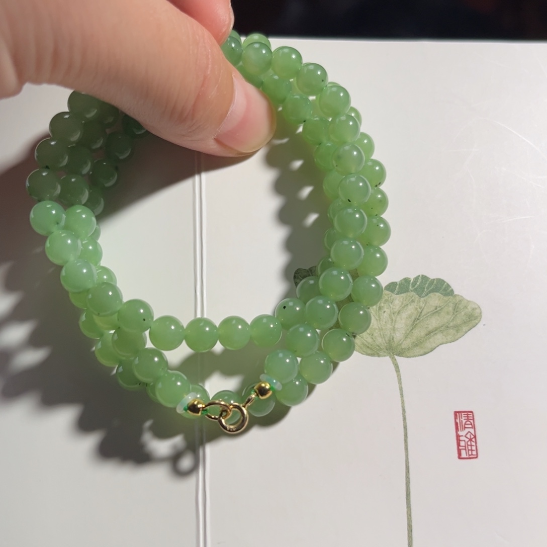 和田玉银S925镶嵌颈饰乌兰海微矿6mm780