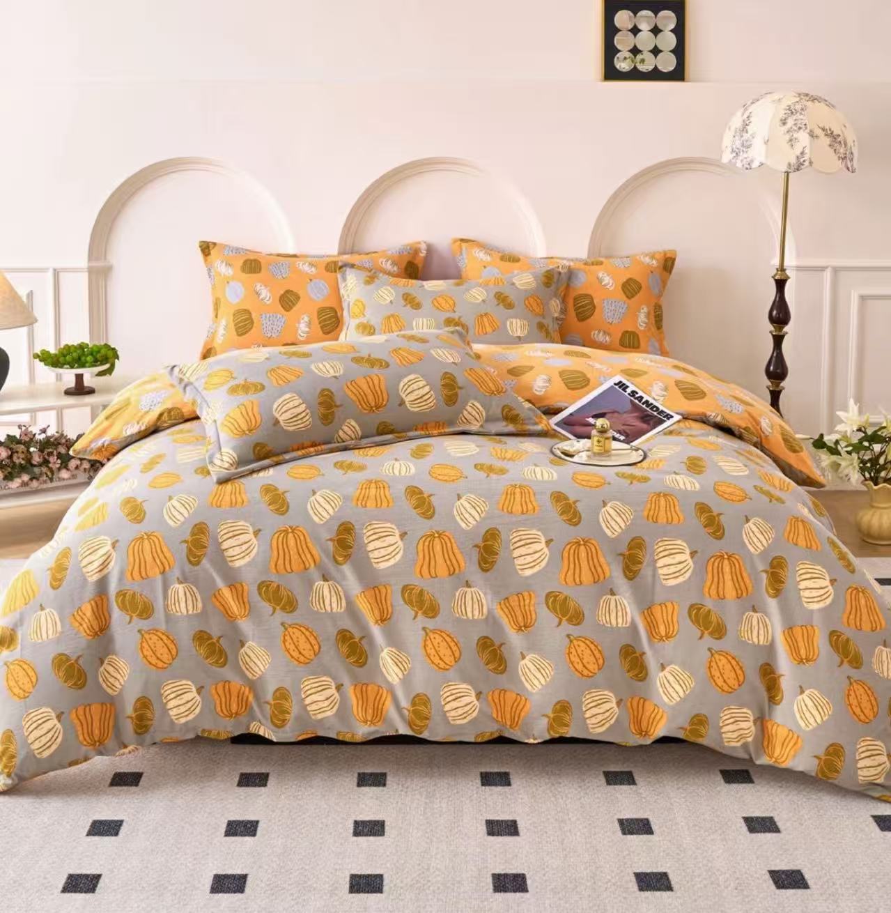 双人床单【暖暖南瓜灰】尺寸2.5*2.3米秋冬季加密加厚斜纹