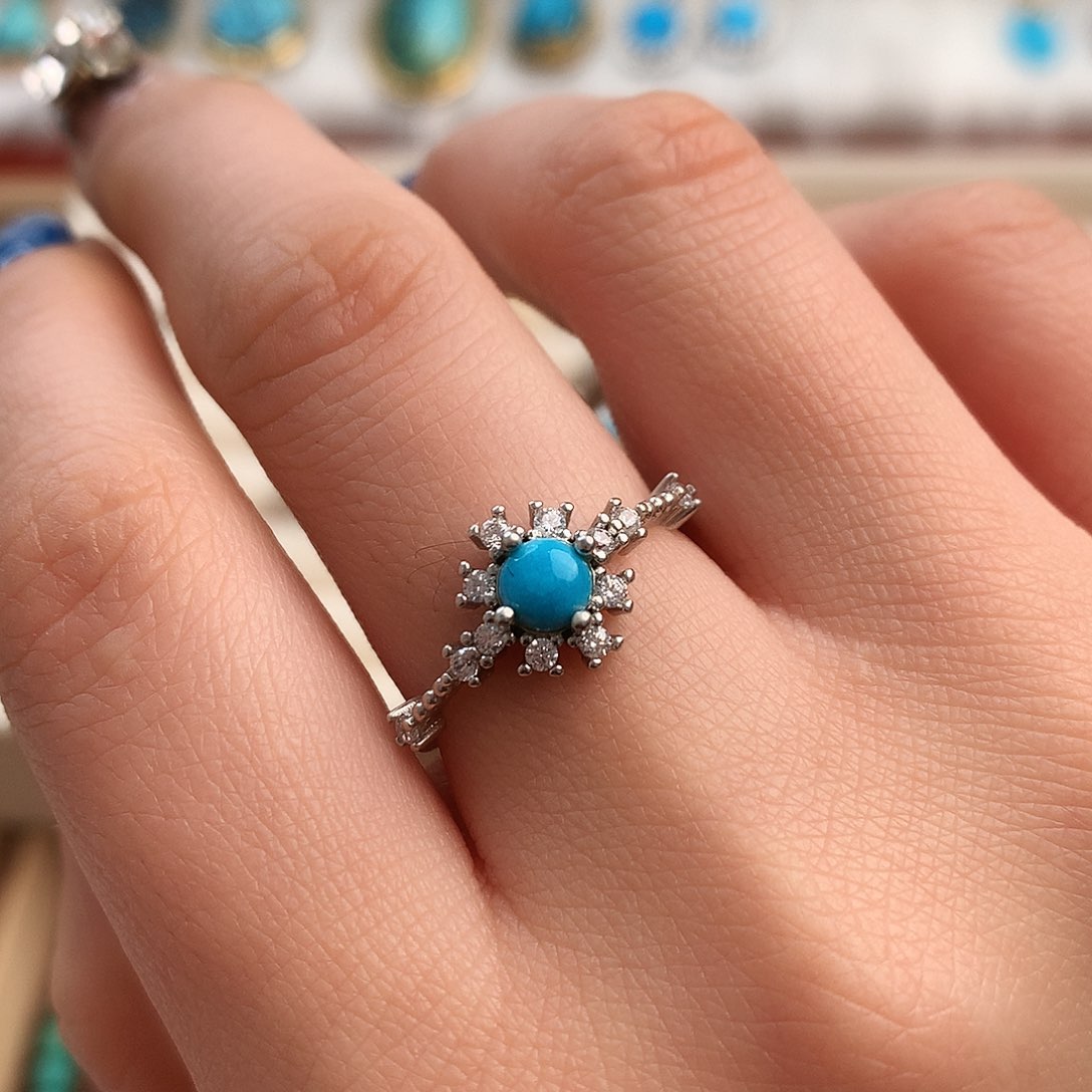 绿松石精品戒指银S925镶嵌