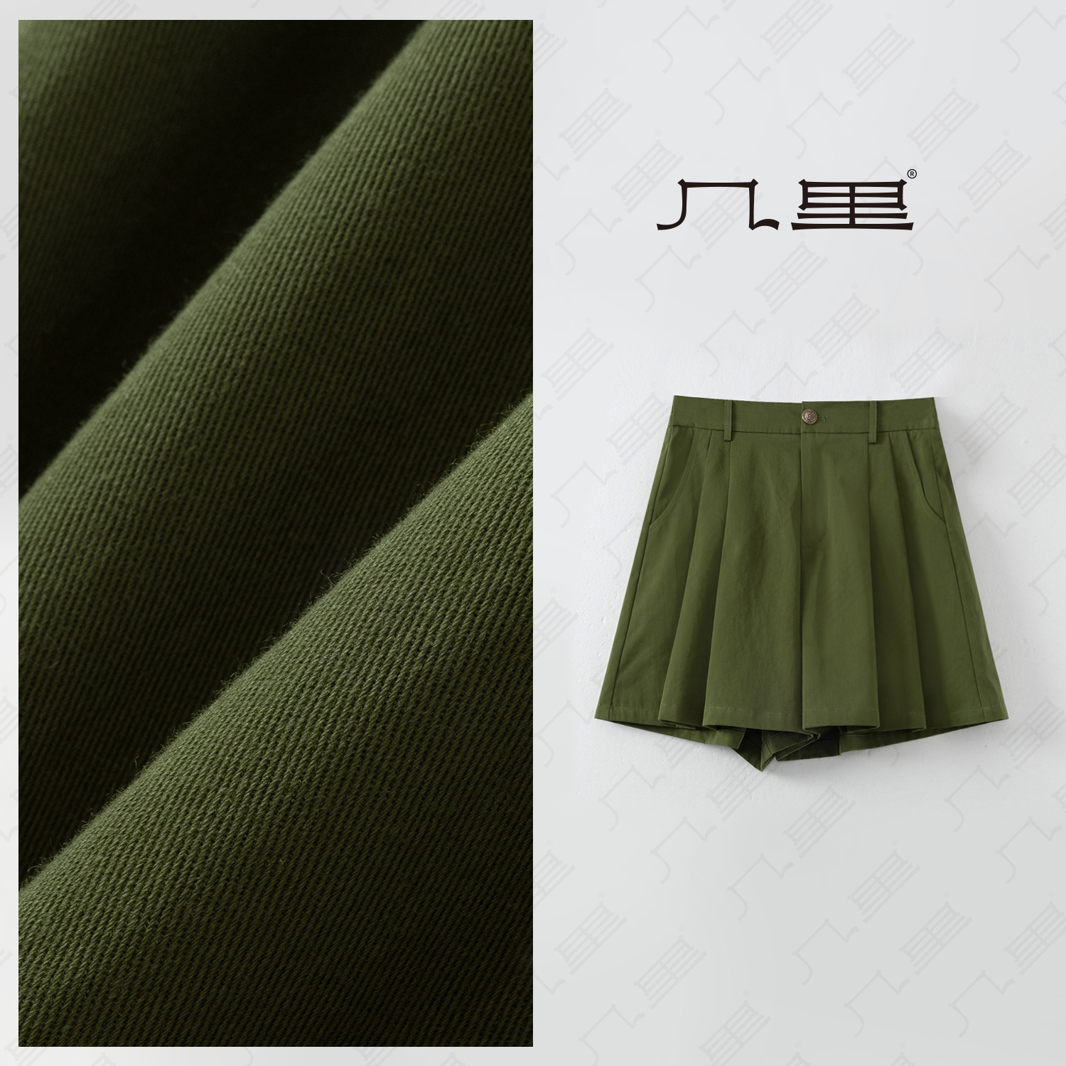 几里与麻【丛林呼吸】复古复古雅致设计感短裤 裤长43 2051068