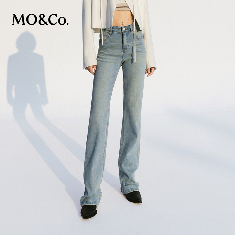 【赵老板专属】MOCO春爱心涂鸦棉高腰牛仔裤MBD1JEN033