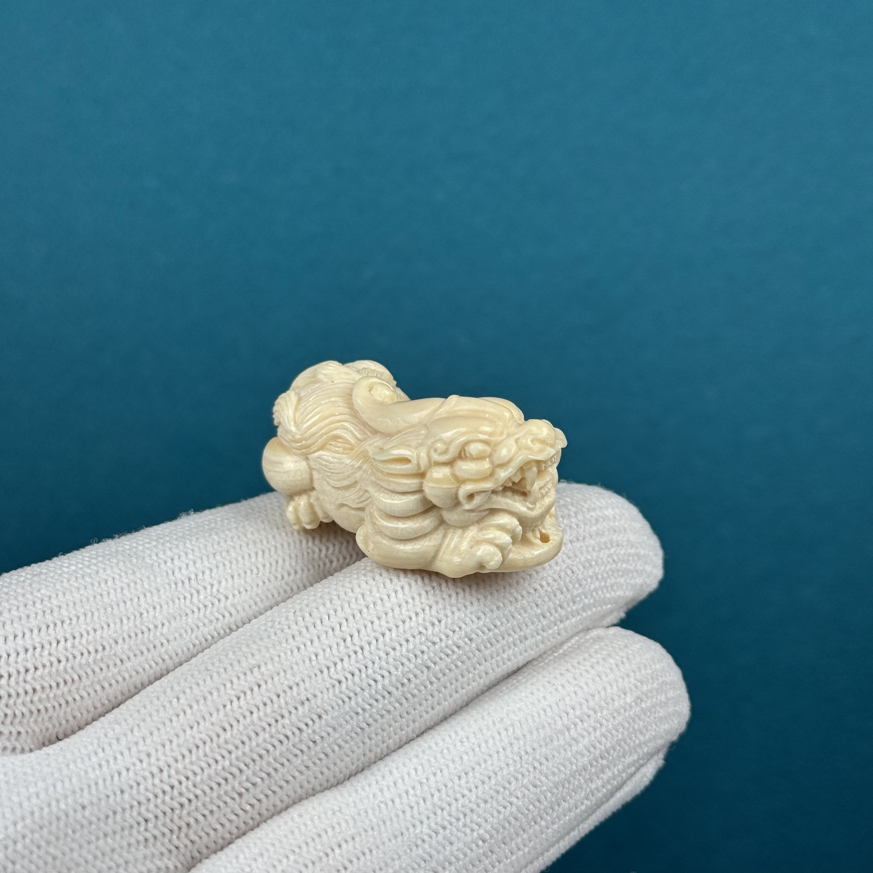 H20-93天然猛犸牙 雕刻貔貅 19.5*33.6*16.2mm支持复检假一罚十