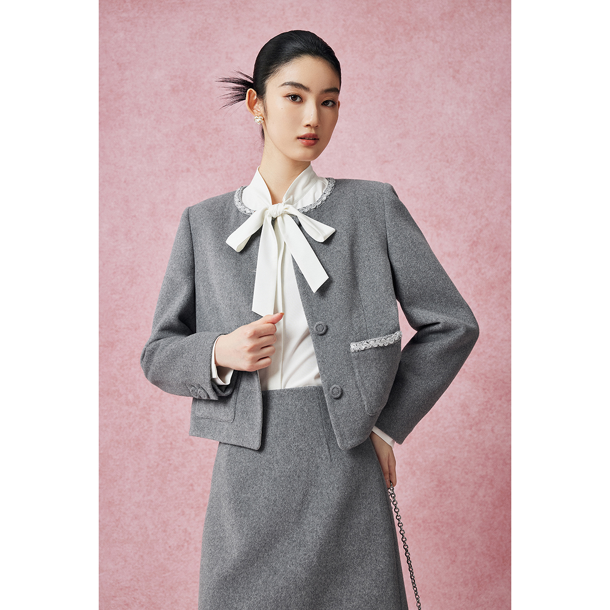 【达人专属】MandyZhang灰色外套女冬上衣MWT0428