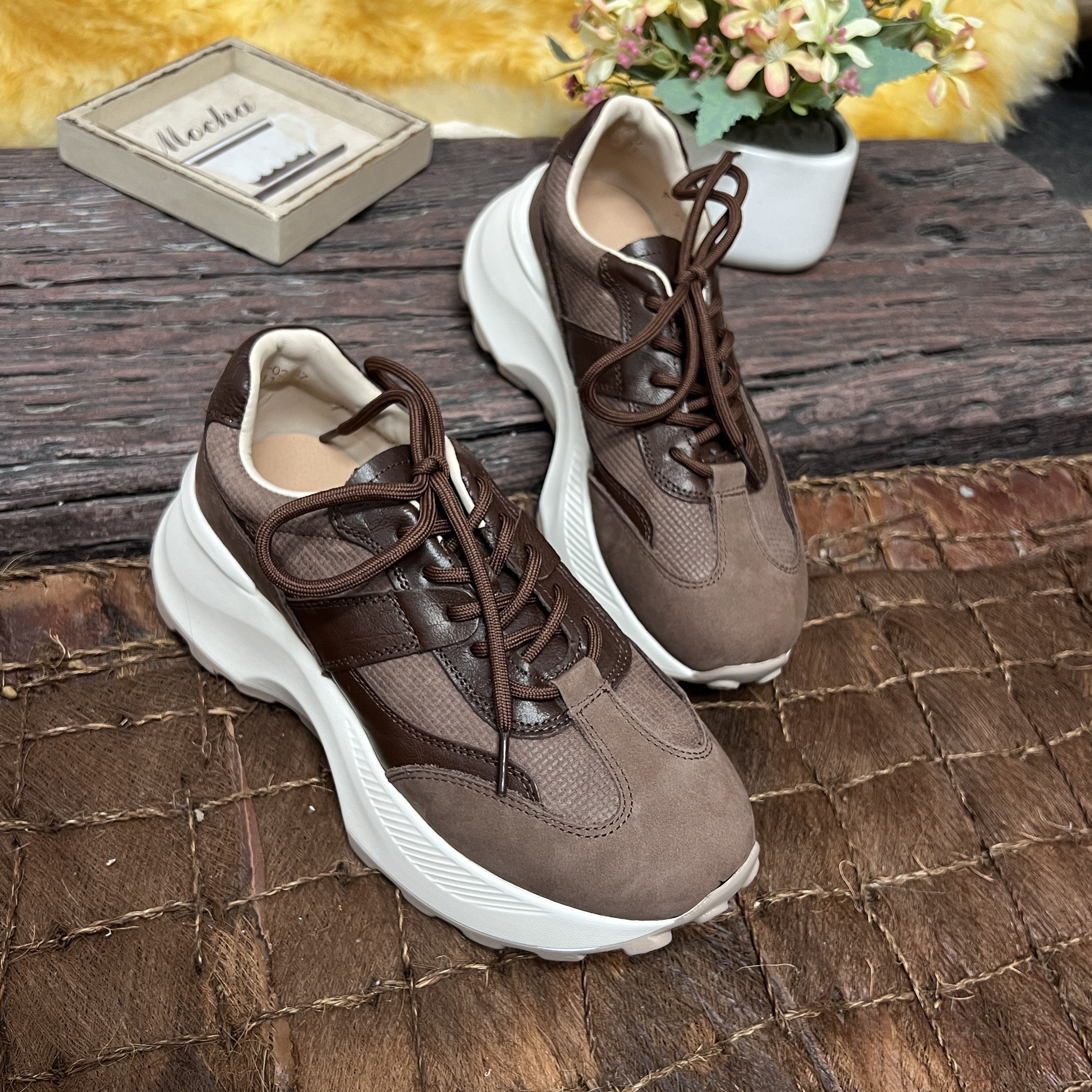 拙手作2025新款真皮百搭厚底时尚系带低帮潮流防滑透气女鞋拼色软