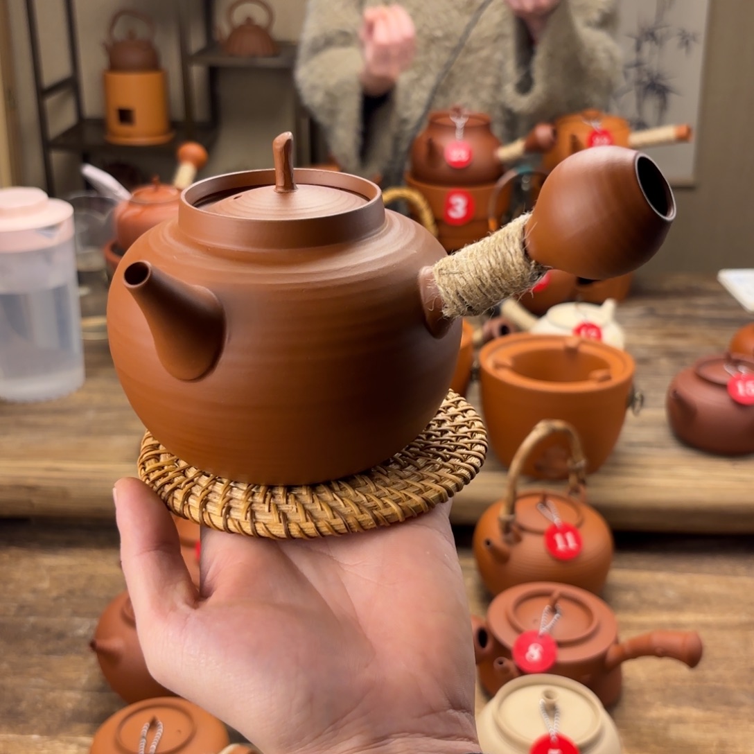 煮水煮茶甘甜 潮州砂铫壶 搭藤垫