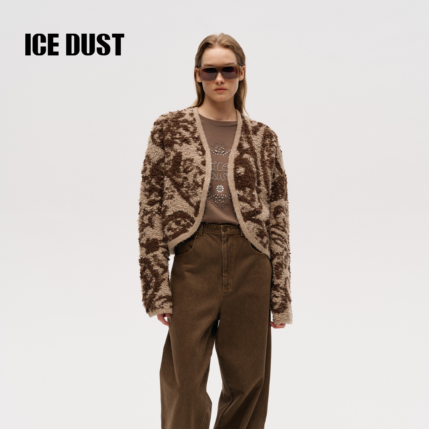 【ICE DUST】钉珠印花长袖T恤设计感小众烫钻内搭上衣