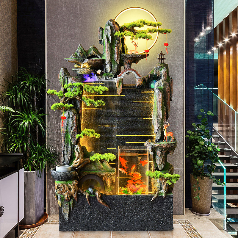 大型水幕墙音乐循环流水喷泉鱼缸客厅阳台办公室开业送礼装饰摆件