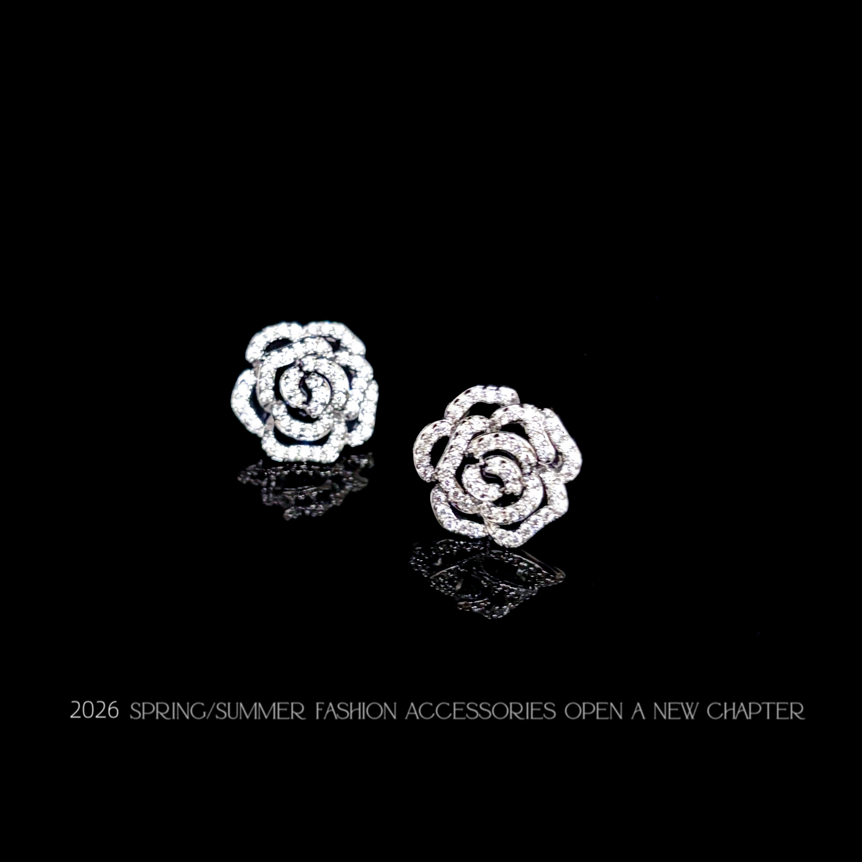 铜合金耳饰 镀白金 2026款G2224【雪瓣凝钻】BOBAOLI 耳钉