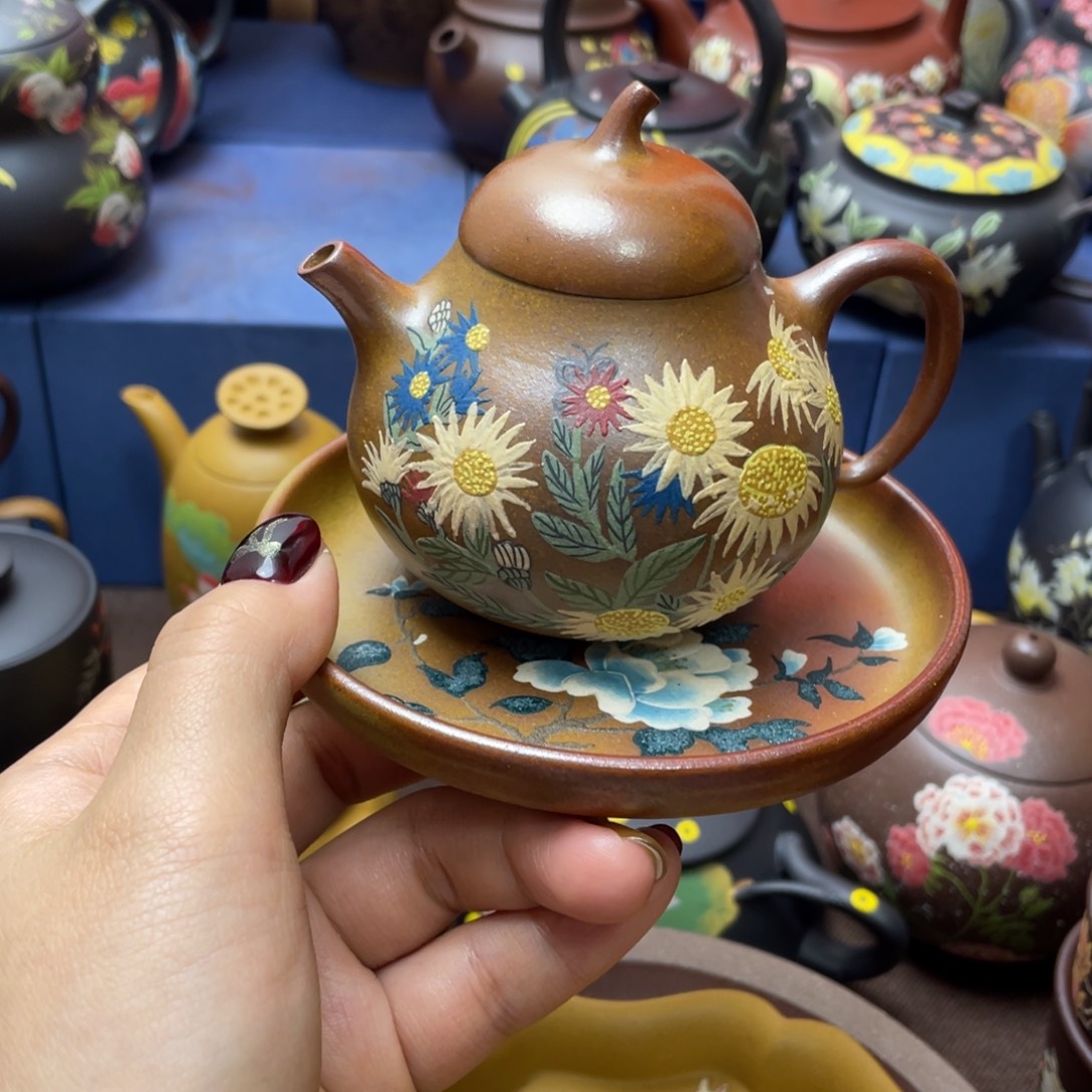 红泥茶杯紫砂主人杯160cc一壶一垫