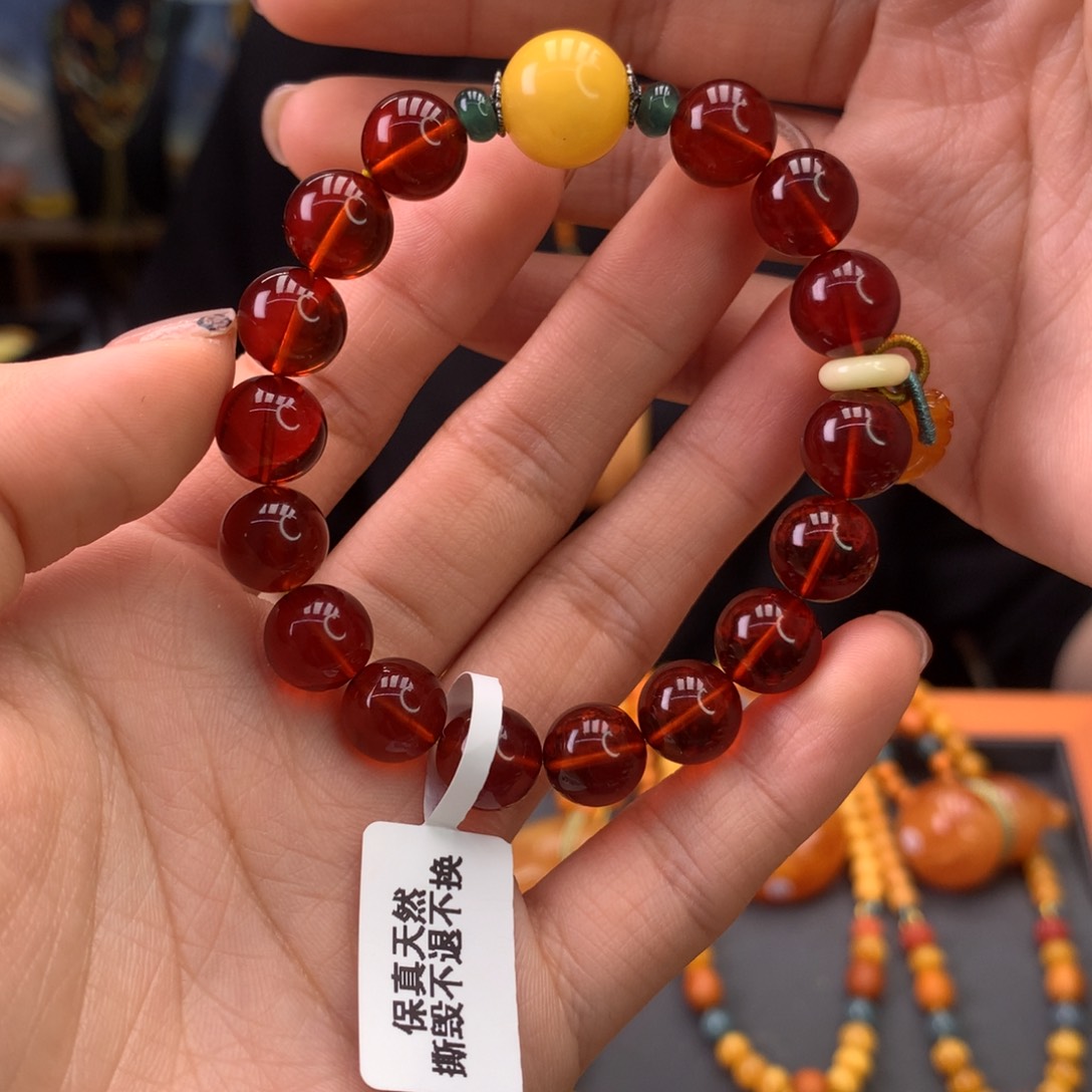 血珀手串未镶嵌天然