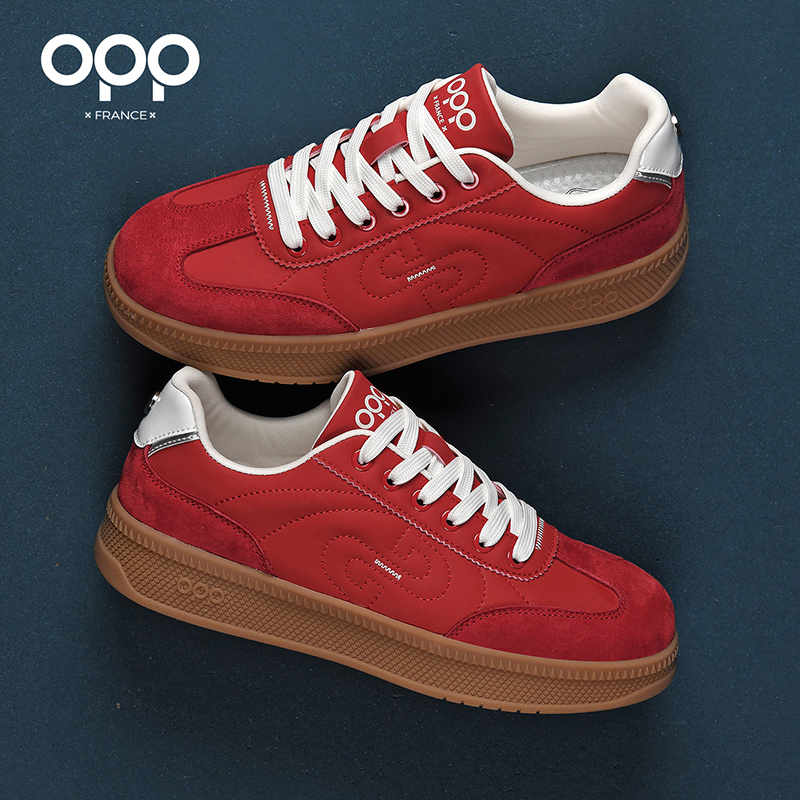 秋冬新款红色时尚休闲板鞋潮鞋运动鞋低帮潮流法式风